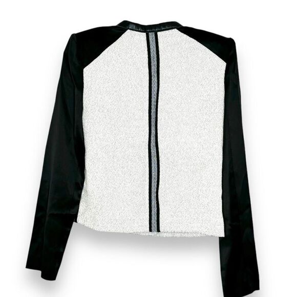 Zadig & Voltaire Mixed Media Textured Gray Jacket Black Sleeves Women’s Size 38 - Picture 4 of 11